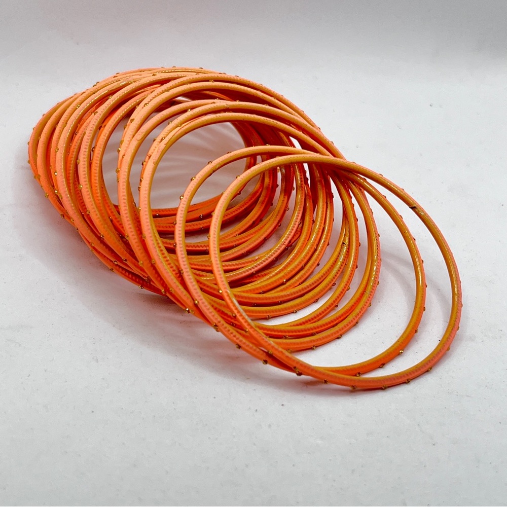 24 Peach Orange Colored Bangles Set Hula Hoop Round
